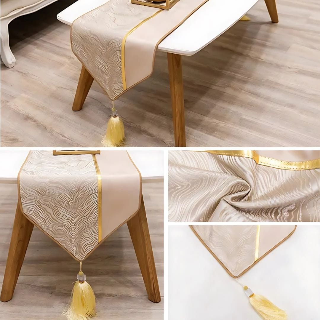 Chemin de Table Beige Crème - Design Bi-Tonal Moderne & Élégant