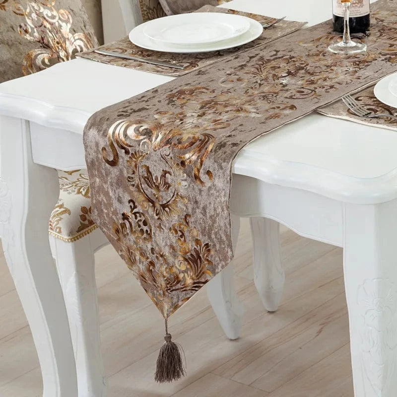 Chemin de Table Beige Taupe - Classique Chic Ornements