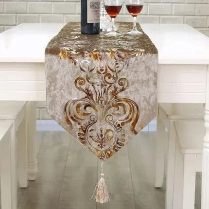 Chemin de Table Beige Taupe - Classique Chic Ornements