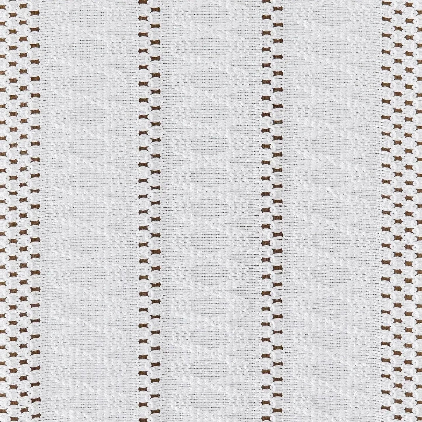 Chemin de Table Blanc Lin - Jacquard Macramé Franges Raffiné