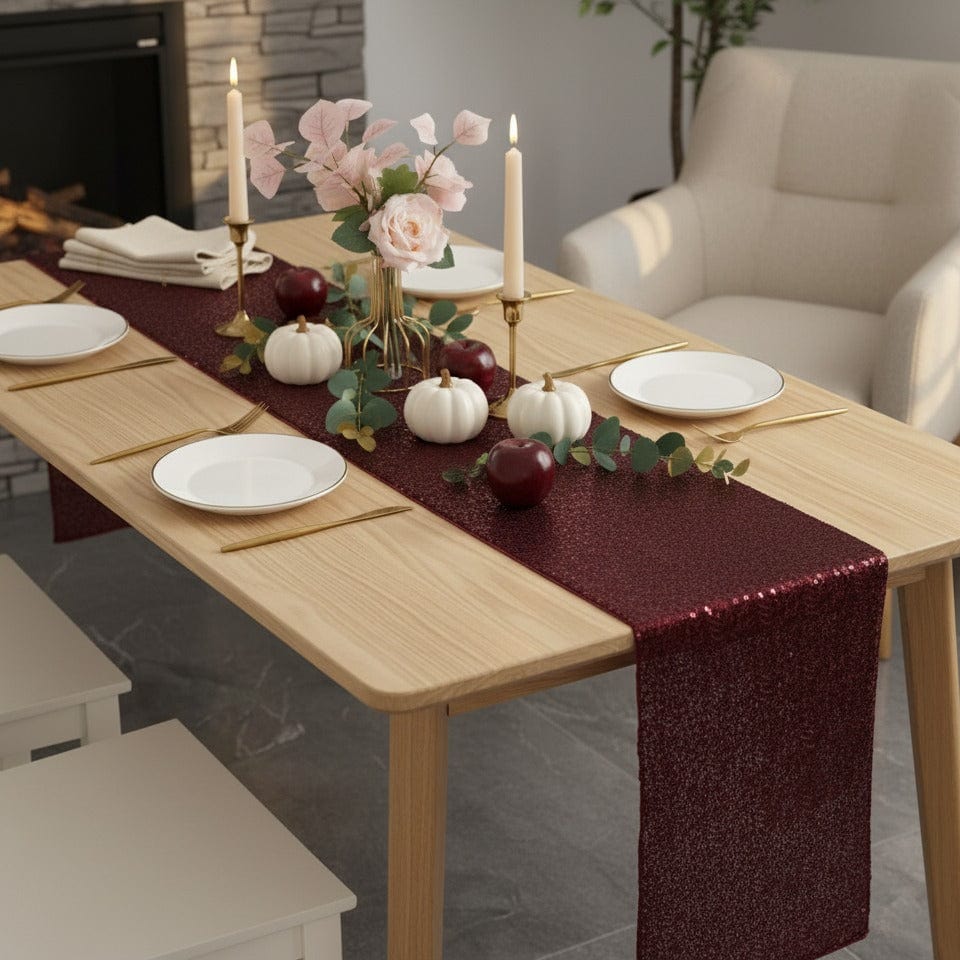 Chemin de Table Bordeau Pailleté - Opulence Vineuse Raffinée