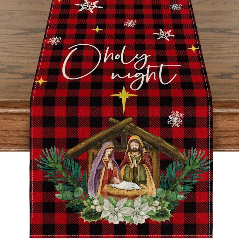 Chemin de Table Crèche - O Holy Night Tradition Lin
