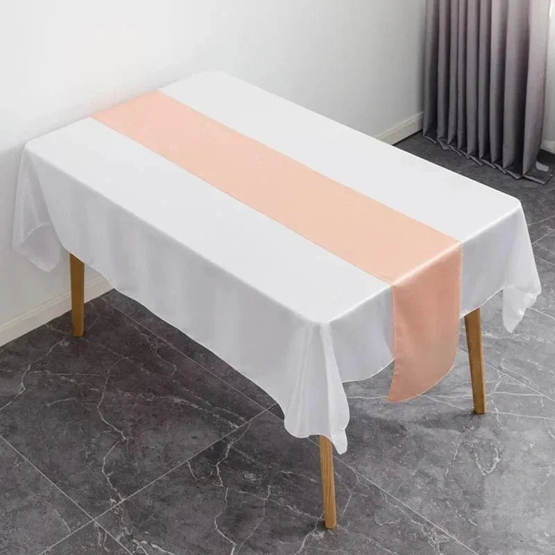 Chemin de Table en Satin Rose Saumon