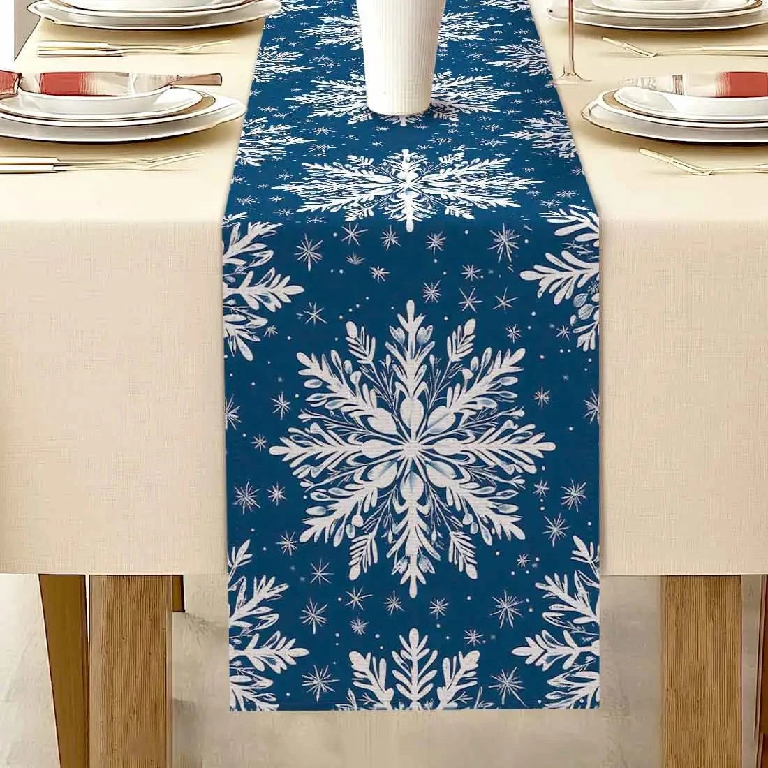 Chemin de Table Flocon de Neige - Design Hivernal Féerique