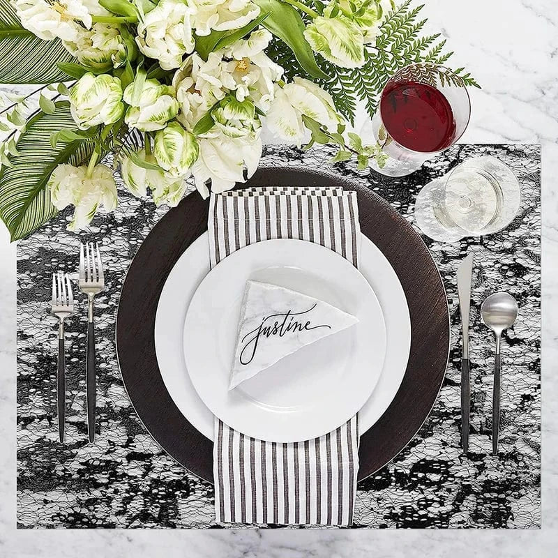 Chemin de Table Jetable Noir Texturé - Noël, Mariage, Événements