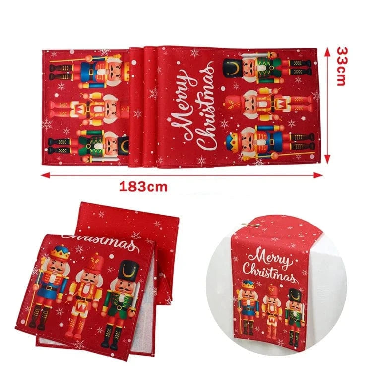 Chemin de Table Joyeux Noël Rouge - Design Festif PVC