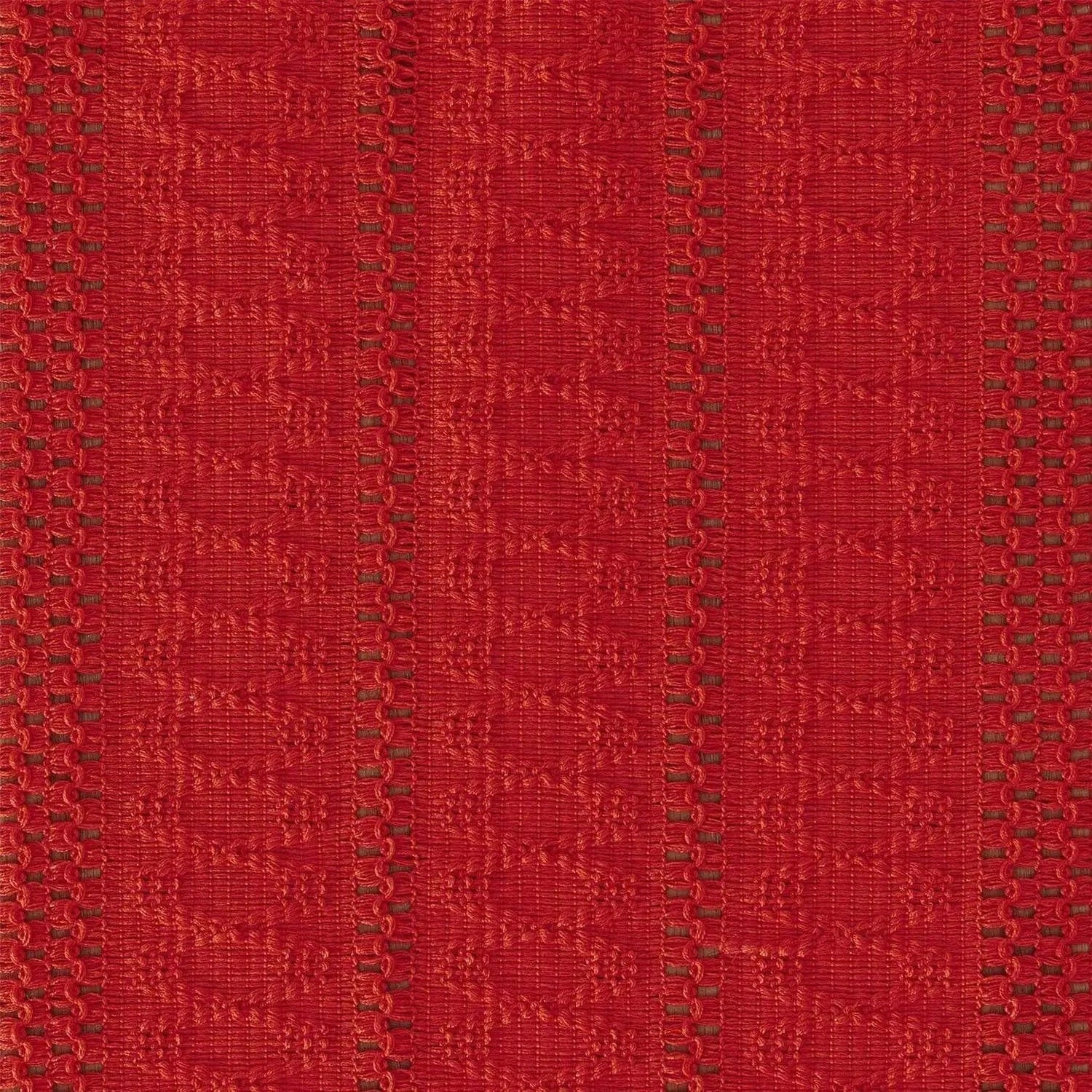 Chemin de Table Lin Rouge - Tissage Passion Franges Dramatique