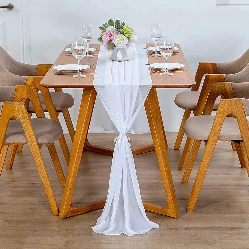 Chemin de Table Mousseline Blanc - Élégance Pure Mariage