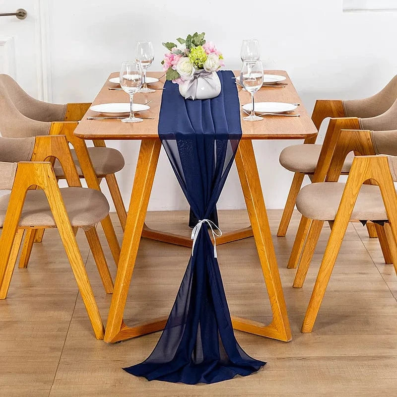 Chemin de Table Mousseline Bleu Roi - Élégance Royale