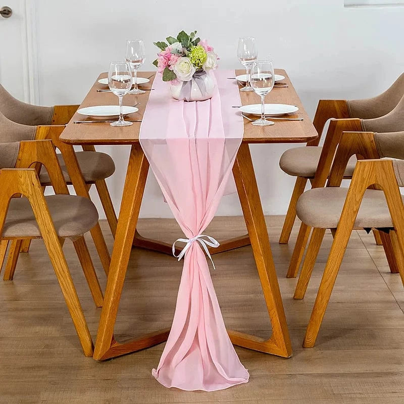 Chemin de Table Mousseline Rose - Douceur Girly Romantique