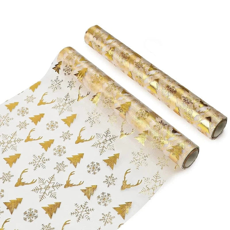 Chemin de Table Noël Jetable Or Argent - Motifs Festifs