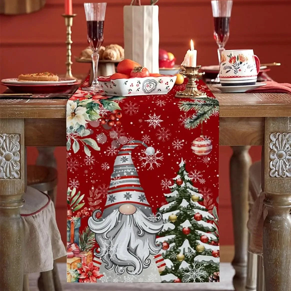 Chemin de Table Noël Scandinave Tomte - Tradition Nordique