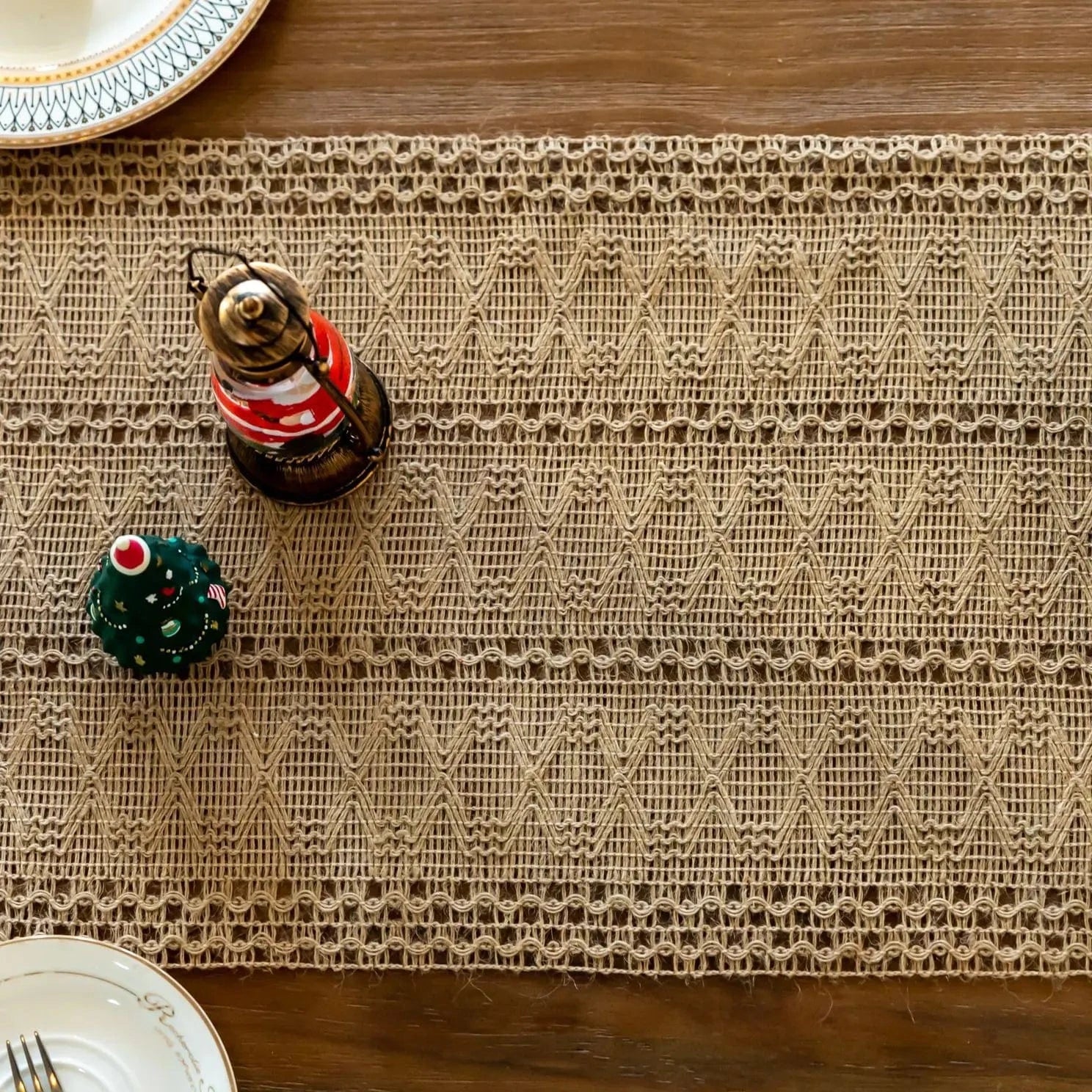Chemin de Table Rustique Lin Mariage - Ajouré Bohème Chic