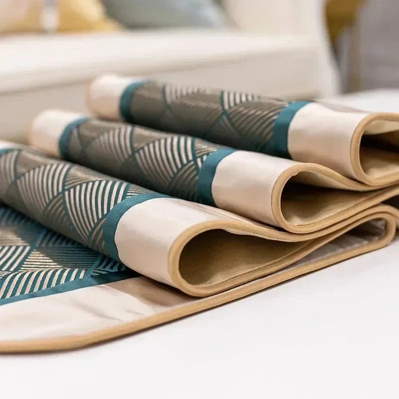 Chemin de Table Vert Canard - Moderne Chic Géométrique Raffiné