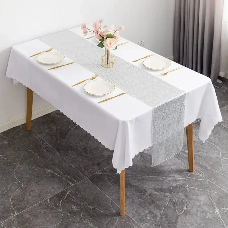 Chemin de Table Argent Pailleté - Modernité Cristalline Pure