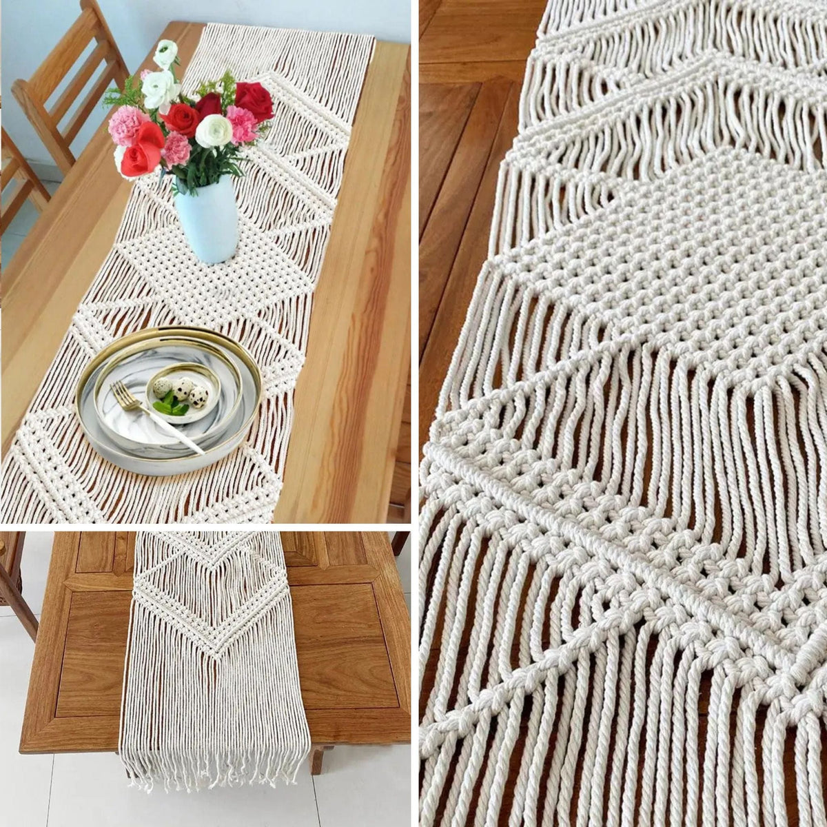 Chemin de Table au Crochet Moderne - Motifs Géométriques Élégants