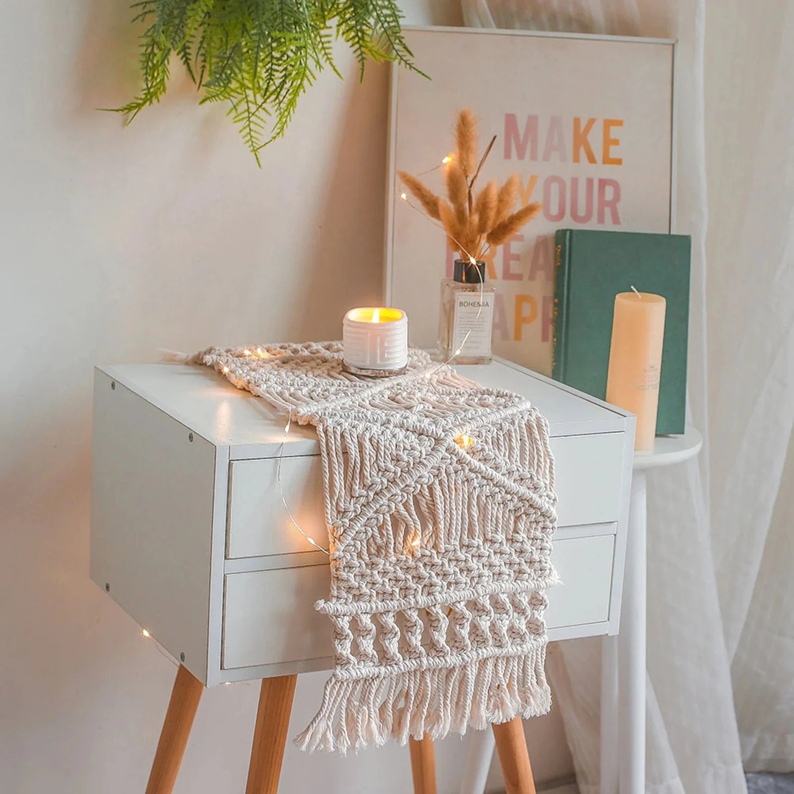 Chemin de Table au Crochet - Tissé Main Coton 100% Bohème