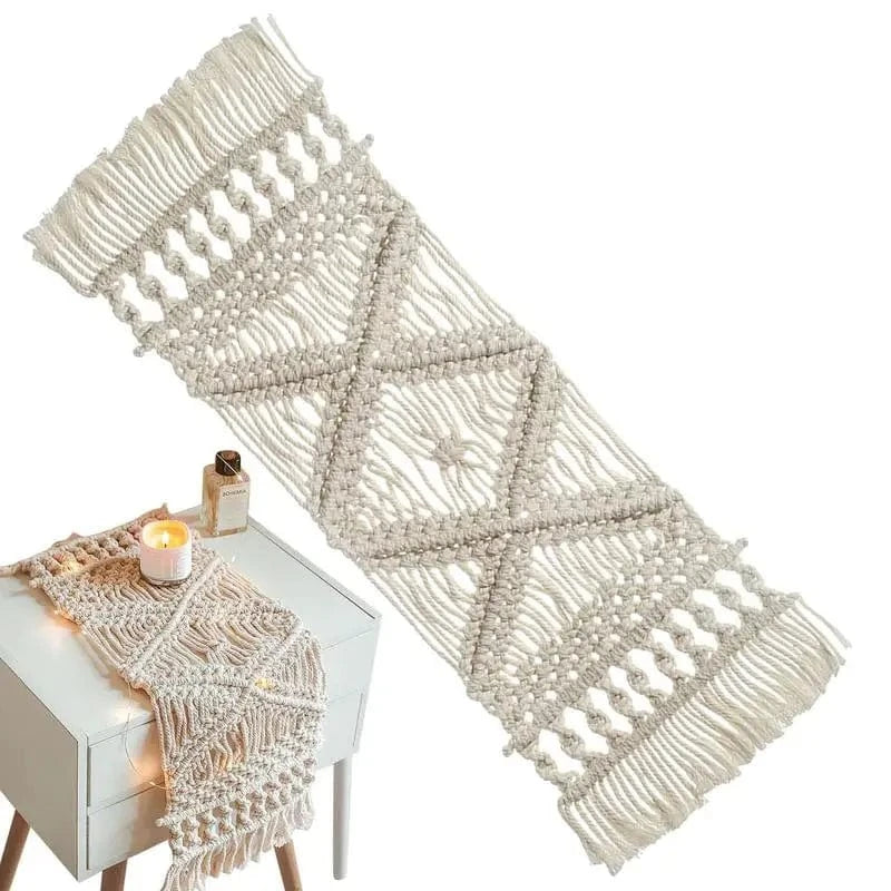 Chemin de Table au Crochet - Tissé Main Coton 100% Bohème