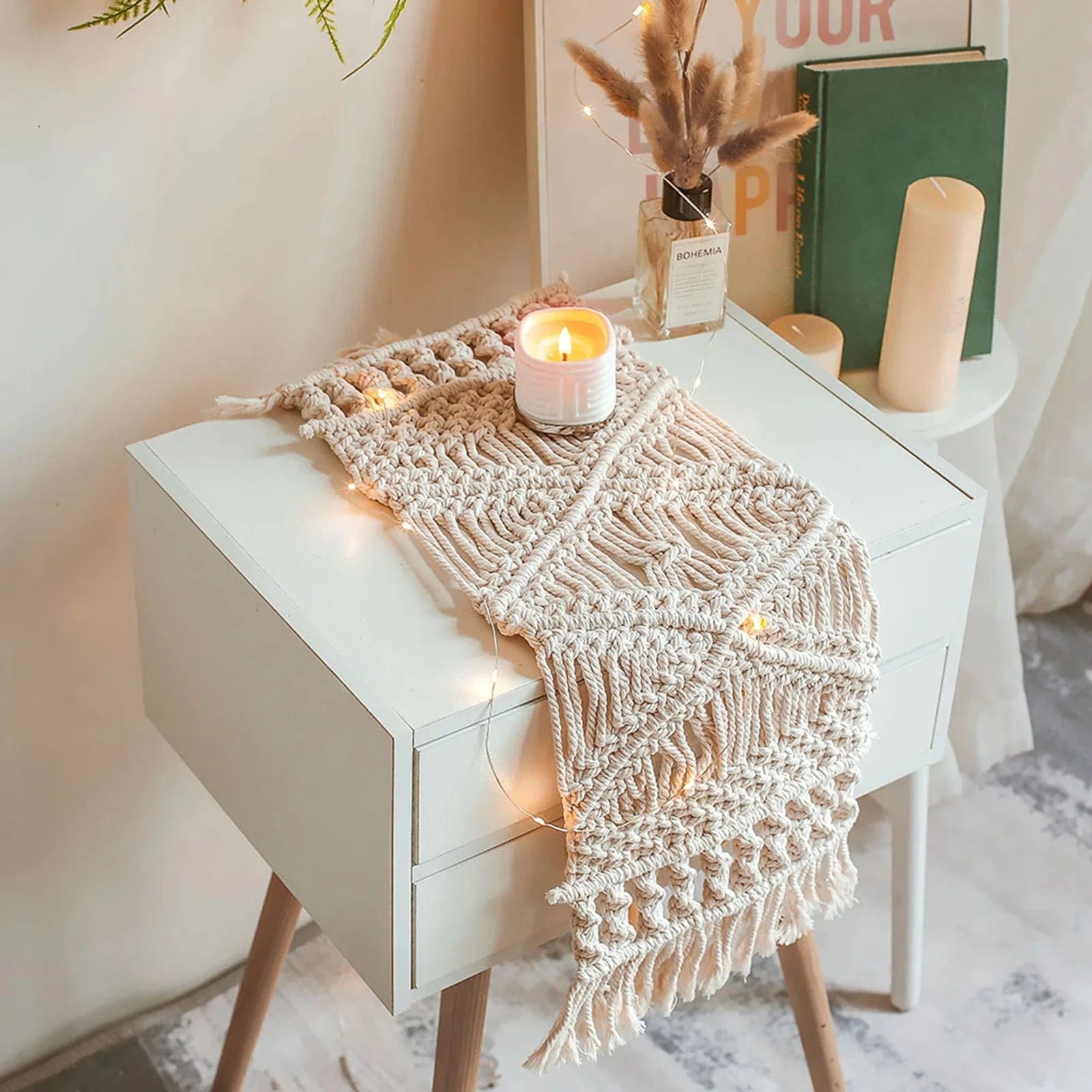 Chemin de Table au Crochet - Tissé Main Coton 100% Bohème