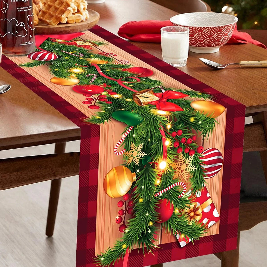 Chemin De Table De Noël,180 Cm X 35.5 Cm Chemin De Table En Coton Et Lin De Noël,Nappe Imprimée