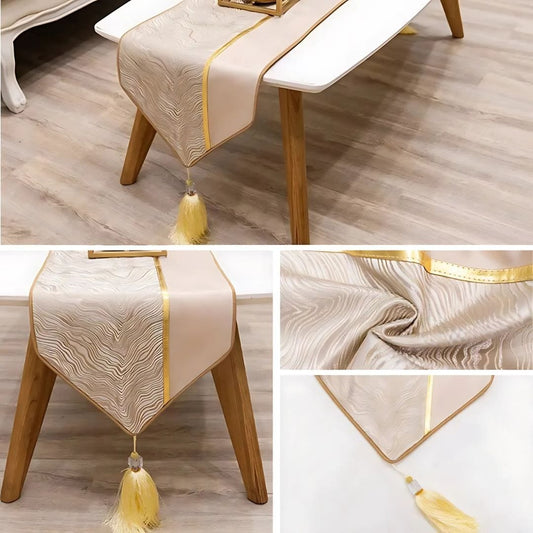 Chemin de Table Beige Crème - Design Bi-Tonal Moderne & Élégant