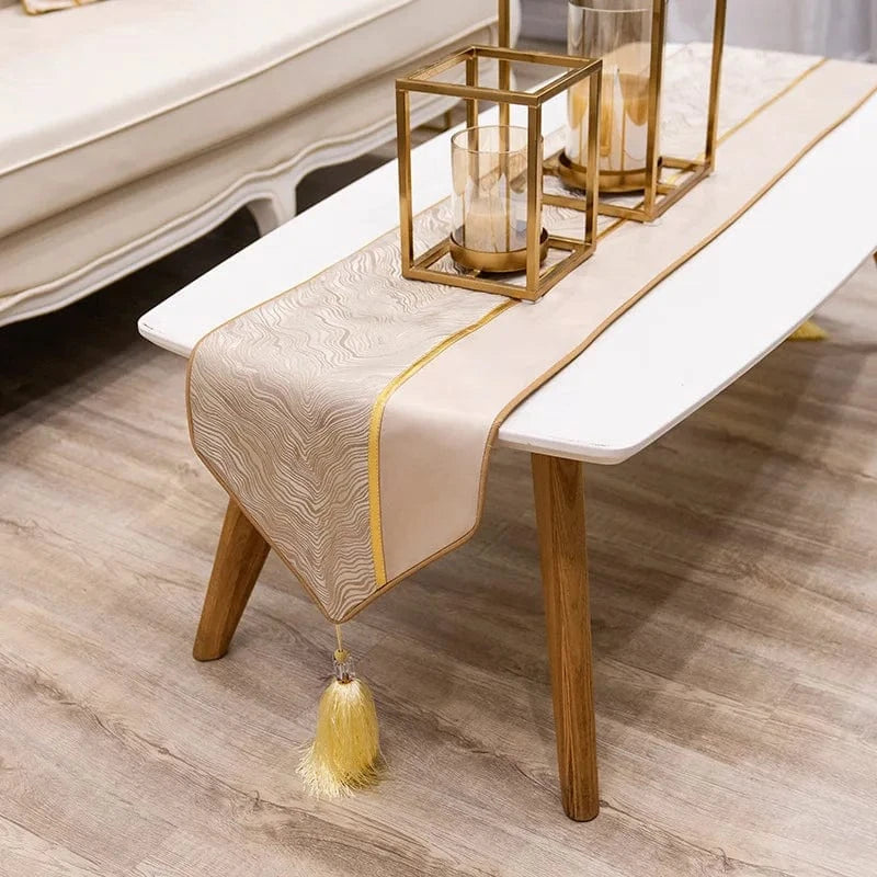 Chemin de Table Beige Crème - Design Bi-Tonal Moderne & Élégant