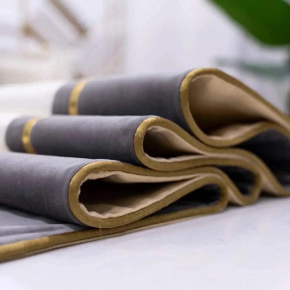 Chemin de Table Blanc et Gris - Moderne Minimaliste Color Block