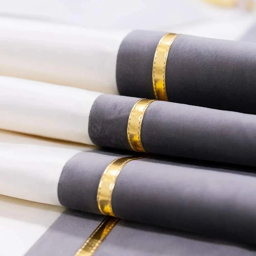 Chemin de Table Blanc et Gris - Moderne Minimaliste Color Block