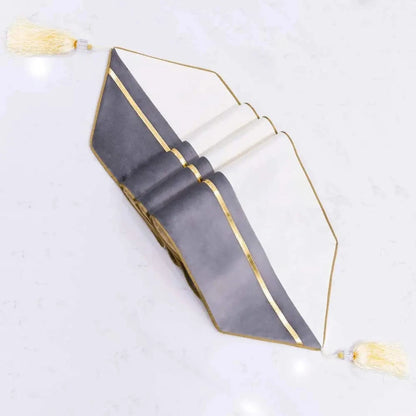 Chemin de Table Blanc et Gris - Moderne Minimaliste Color Block