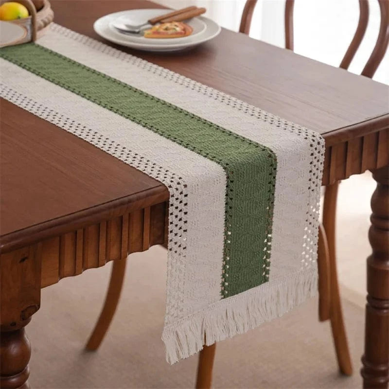 Chemin de Table Blanc et Vert Sauge - Nature Biophilie Lin