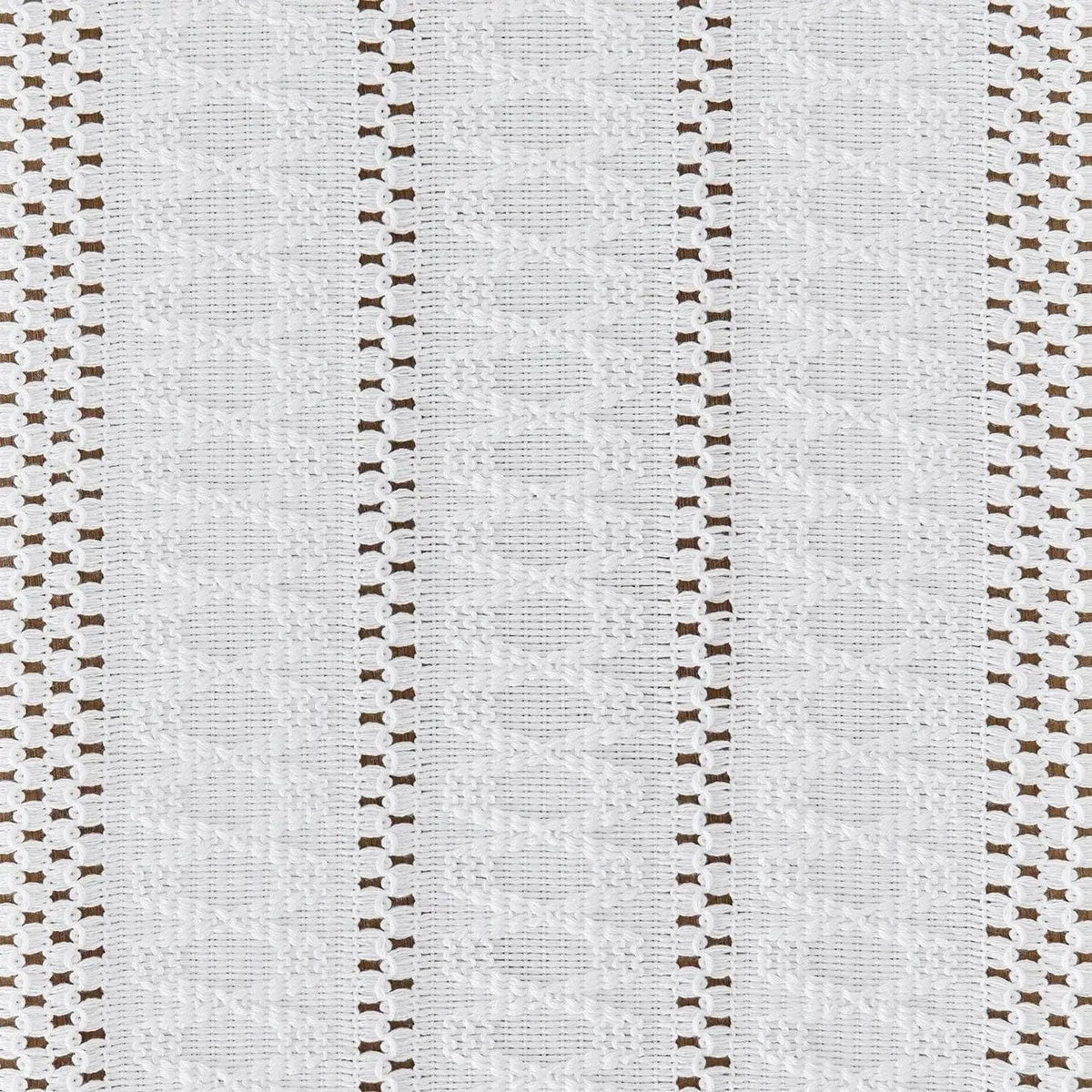 Chemin de Table Blanc Lin - Jacquard Macramé Franges Raffiné