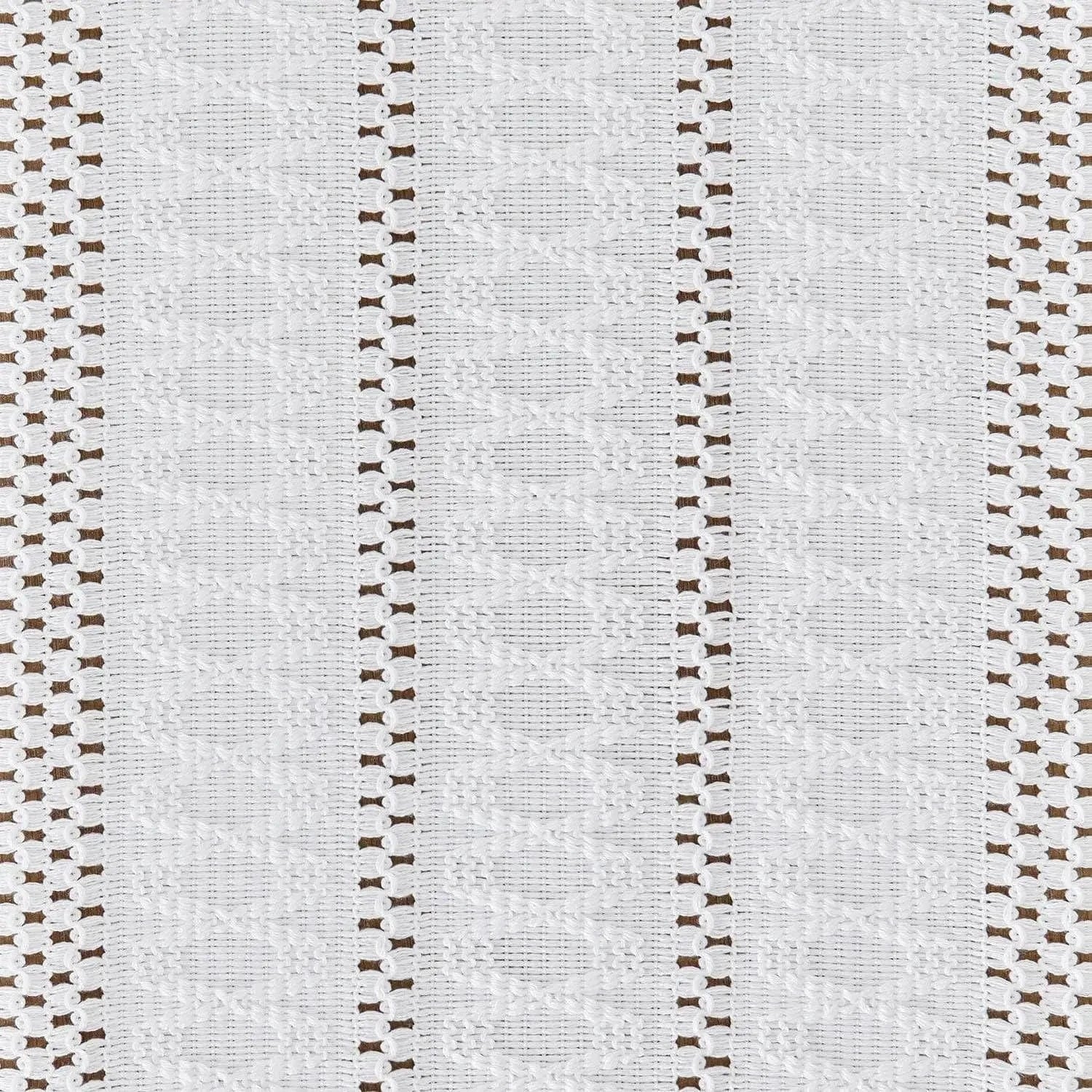 Chemin de Table Blanc Lin - Jacquard Macramé Franges Raffiné