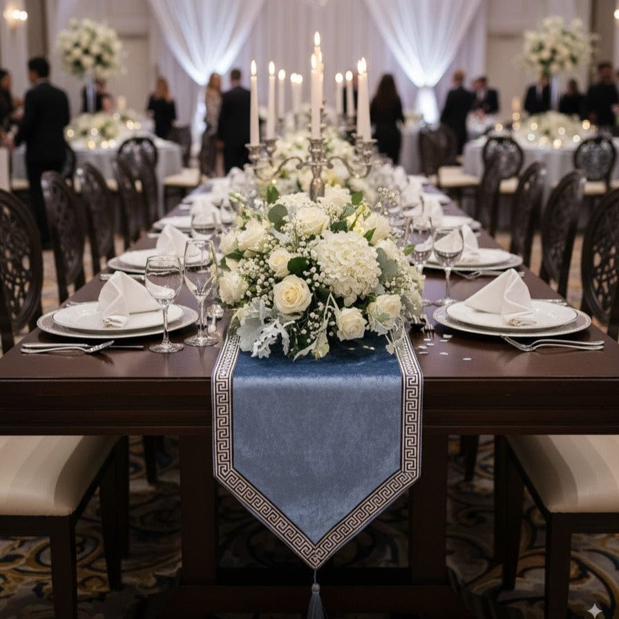 Chemin de Table Bleu Pétrole Raffiné - Style Sophistiqué