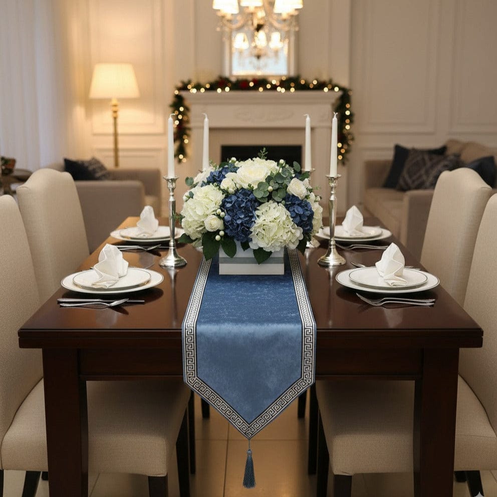 Chemin de Table Bleu Pétrole Raffiné - Style Sophistiqué