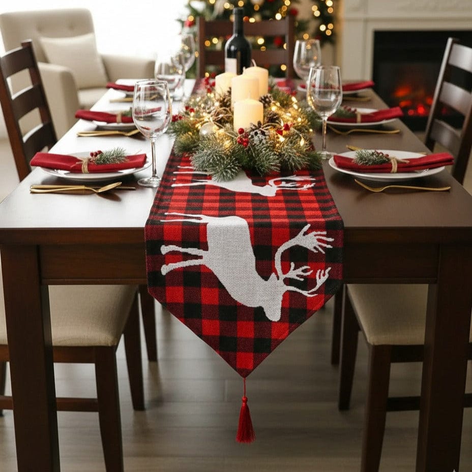 Chemin de Table Cerf Buffalo Plaid - Motif Lodge Montagne