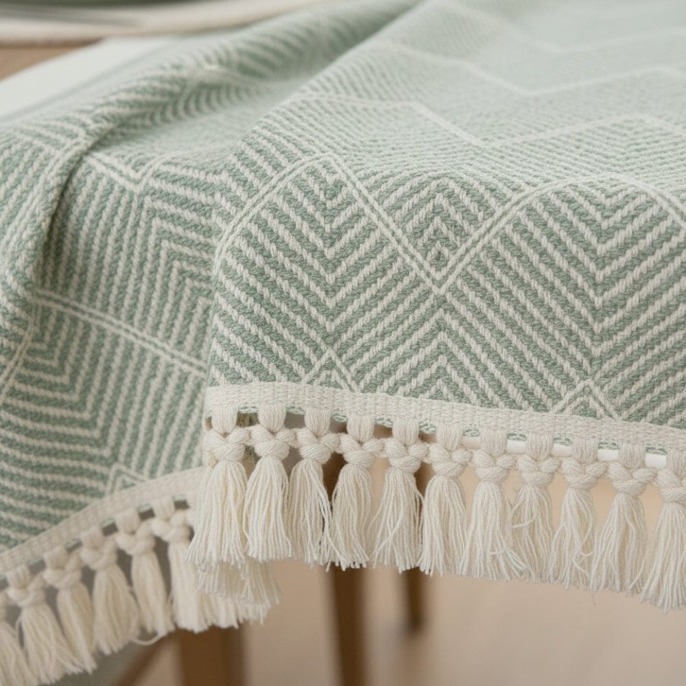 Chemin de Table Chevron Vert - Motif Géométrique Texturé