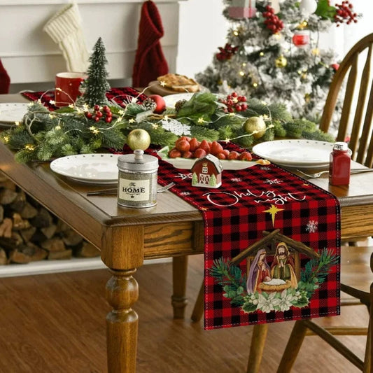 Chemin de Table Crèche - O Holy Night Tradition Lin