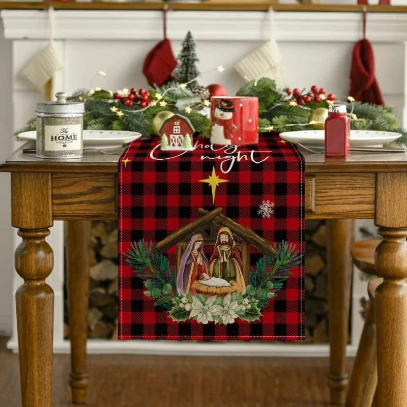 Chemin de Table Crèche - O Holy Night Tradition Lin