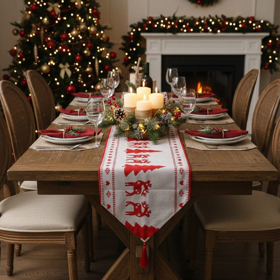 Chemin de Table Deco Rouge - Tradition Nordique Noël