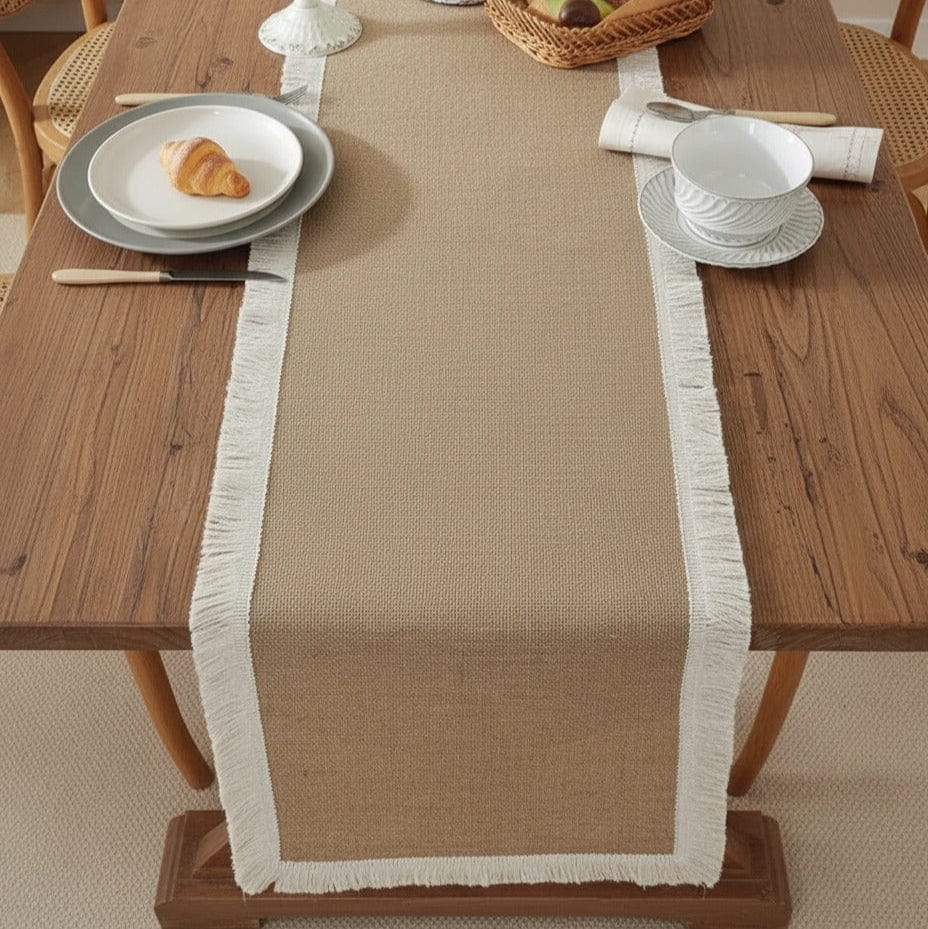 Chemin de Table en Jute Blanc - Décoration Écologique