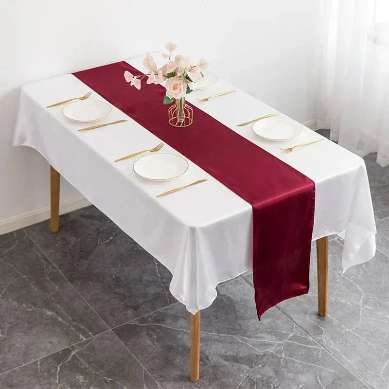 Chemin de Table en Satin Bordeaux