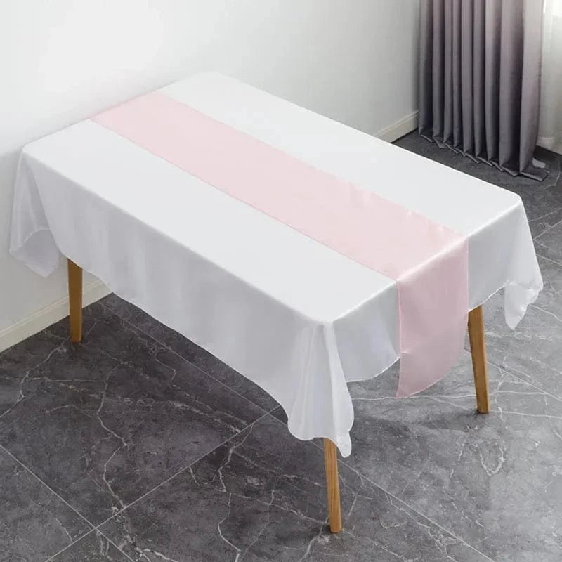 Chemin de Table en Satin Rose Clair