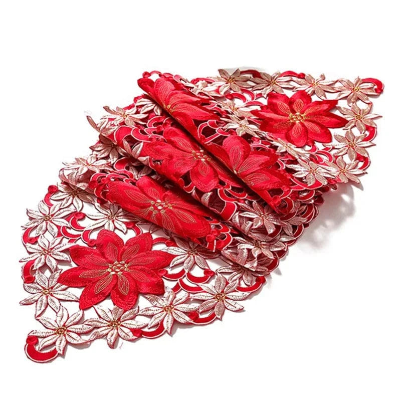 Chemin de Table Fleur de Noël - Découpes Ajourées Luxe