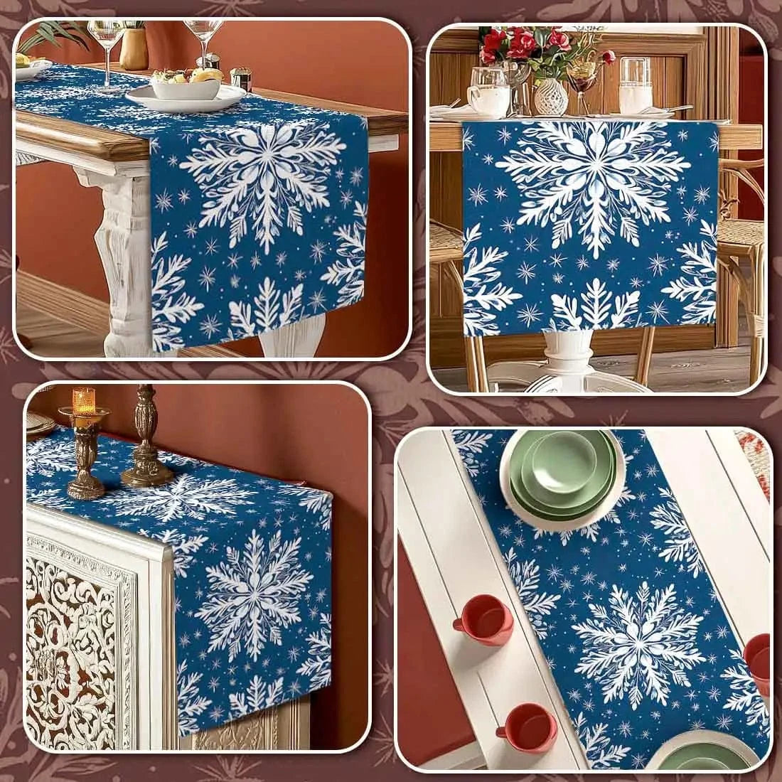 Chemin de Table Flocon de Neige - Design Hivernal Féerique