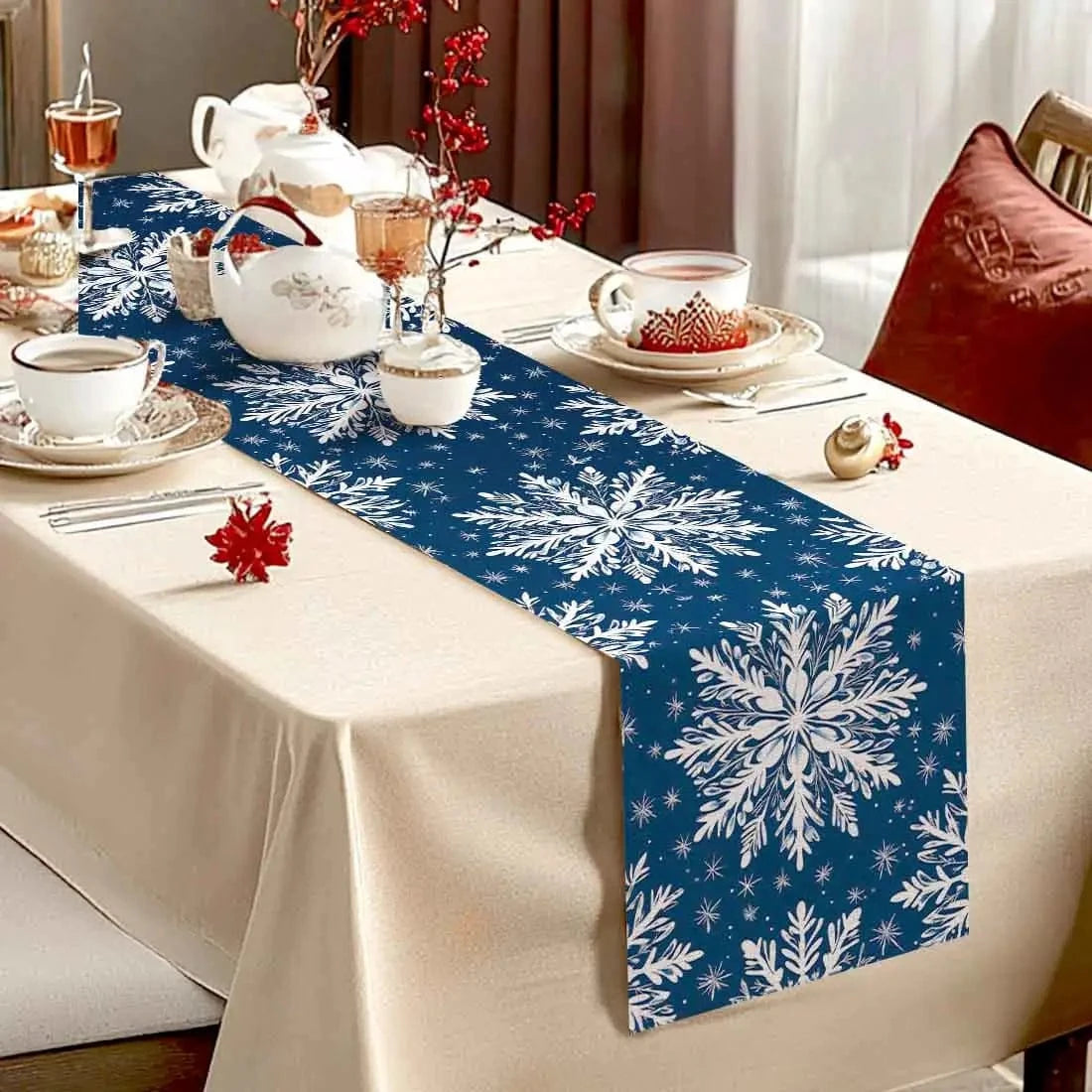 Chemin de Table Flocon de Neige - Design Hivernal Féerique