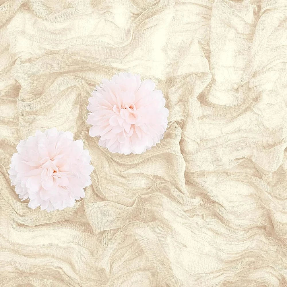 Chemin de Table Gaze Coton Beige - Moderne Naturel Froissé