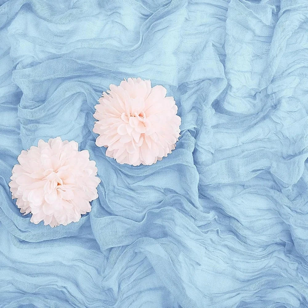 Chemin de Table Gaze Coton Bleu - Texture Froissée Bohème