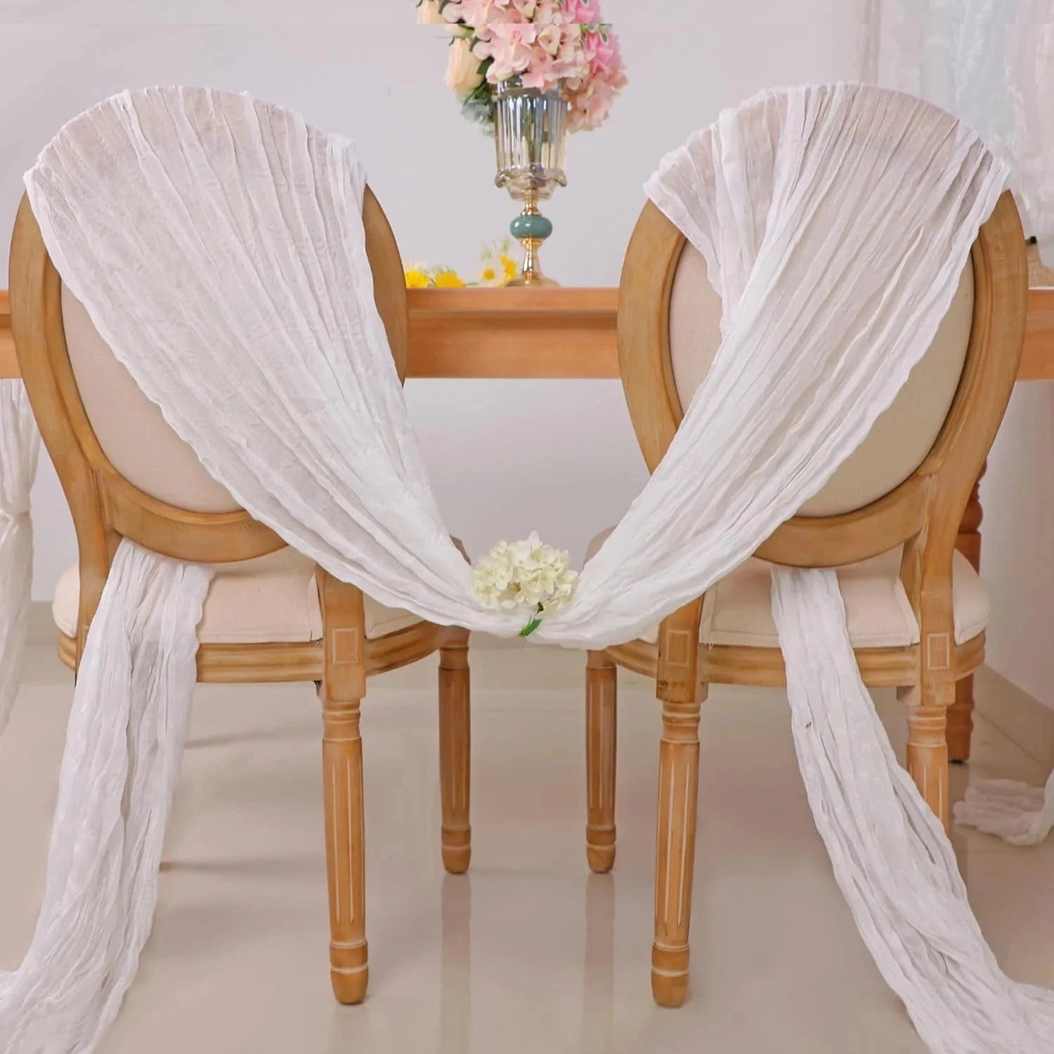 Chemin de Table Gaze de Coton Blanc - Élégance Minimaliste