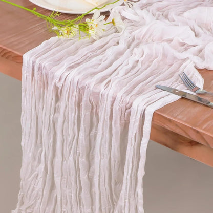 Chemin de Table Gaze de Coton Blanc - Élégance Minimaliste