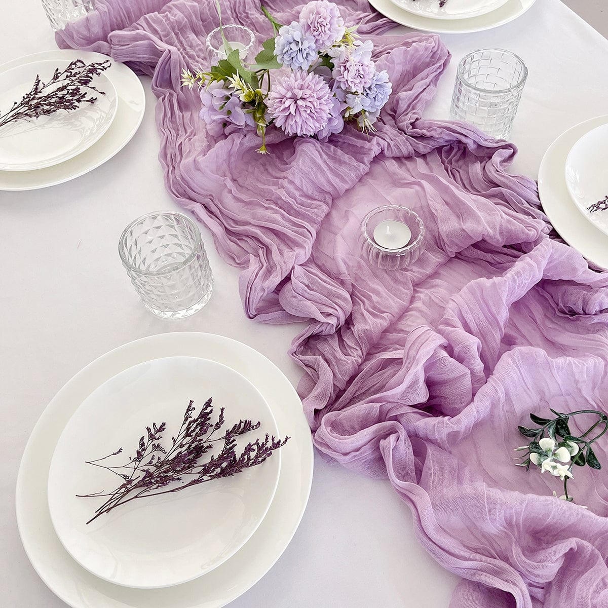 Chemin de Table Gaze de Coton Mauve - Aristocratie Moderne